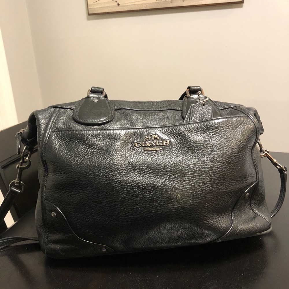 Coach Black Leather Satchel with Crossbody Strap - Picture 4 of 16